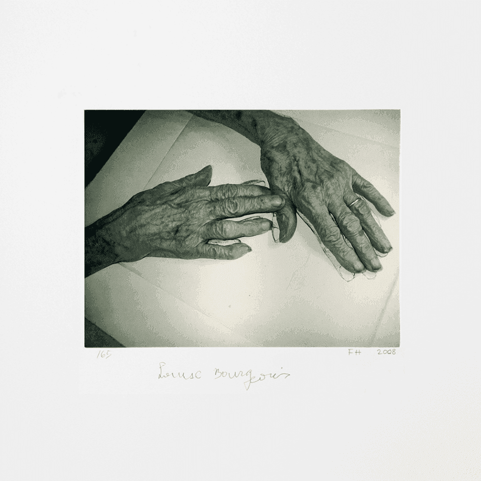 Louise Bourgeois, ‘Louise Bourgeois’, 2008, Print, Photogravure with chine-colle, after a photograph by printer Felix Harlan, on Somerset Velvet Radiant White paper, null, Numbered, Dated