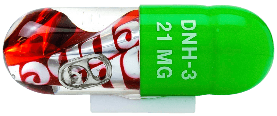 Miss Bugs, ‘P31 (Junk Caps - Dr. Pepper)’, 2022, Sculpture, Polyurethane UV Resin with Pigment with Encapsulated Discarded Food Wrapper, Jealous Gallery,