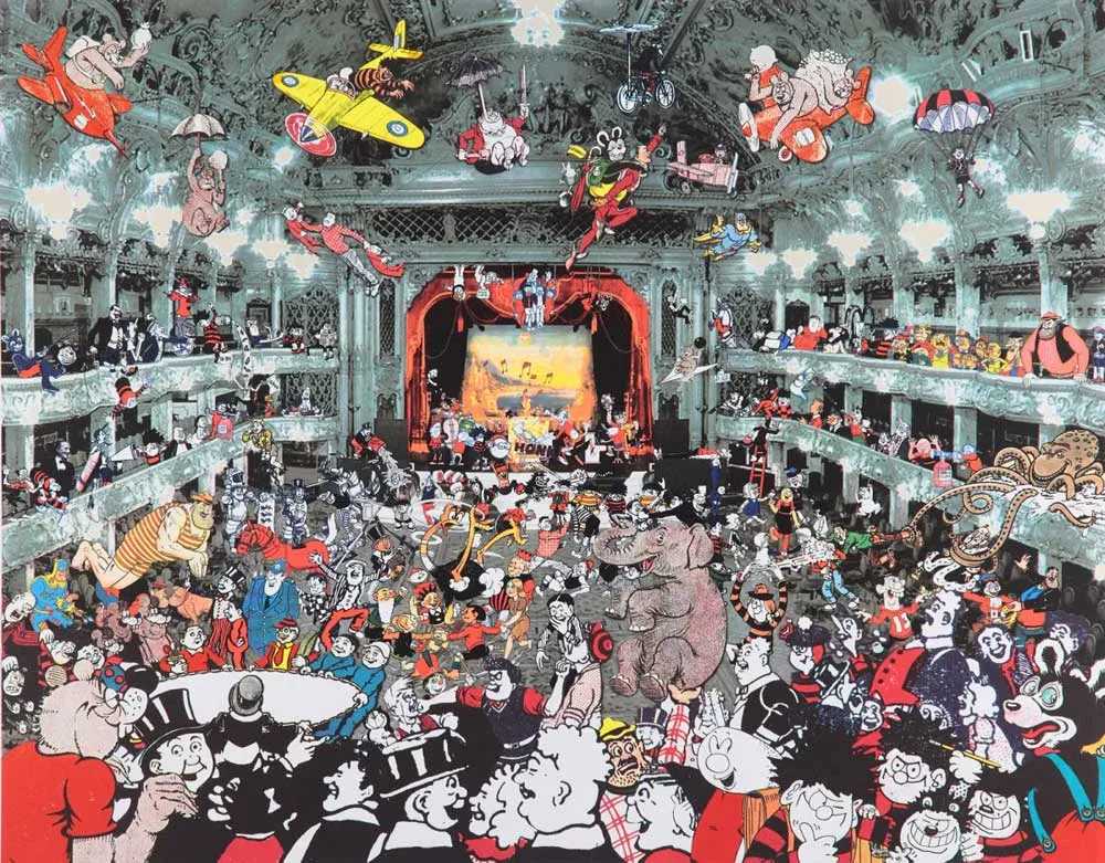 Peter Blake, ‘Marcel Duchamp's World Tour DC Thomson Reunion at the Tower Ballroom, Blackpool’, 2016, Print, Combination of screenprintand lithography, CCA Galleries, Numbered