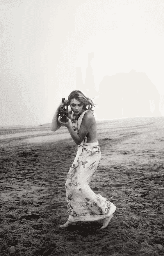 Peter Lindbergh, ‘Sasha with Bolex, French Vogue, Le Touquet, France’, 2006, Print, Gelatin Silver Print, null, Numbered, Dated