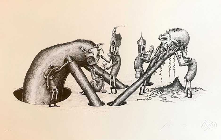 Phlegm, ‘Mausoleum Of The Giants’, 08-03-2019, Print, Two colour screen print on Fabriano tinted paper, Self-released, Numbered