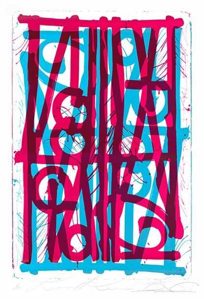 RETNA, ‘Ludavico & Ludovico (Blue & Pink)’, 2018, Print, Lithograph on Stone 2 colors printed with Marinoni press lithographic and hand cut., Print Them All, Numbered, Dated