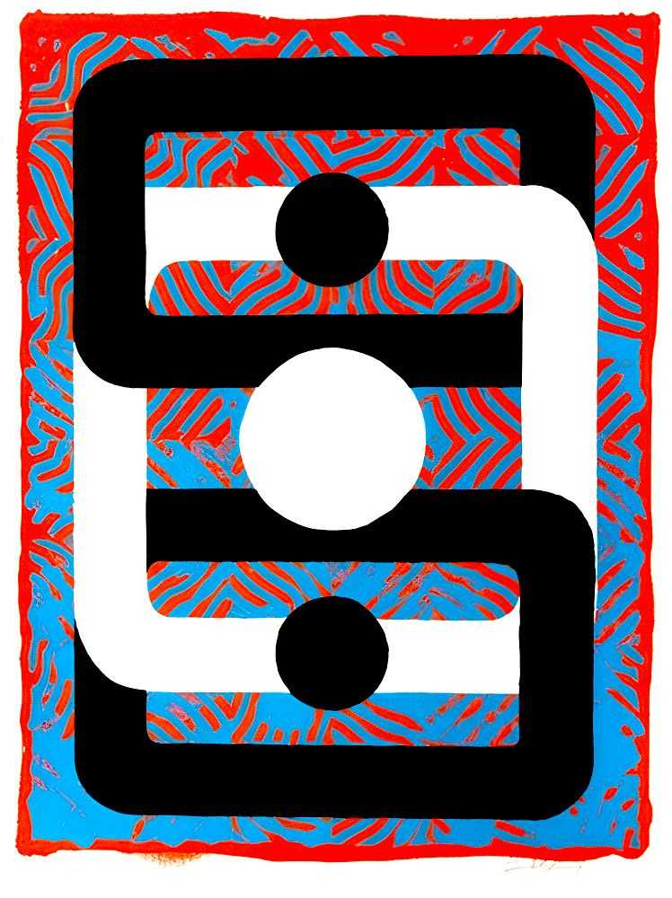 Revok, ‘_0101010_’, 24-08-2015, Print, 4 colour screenprint 250g Hahnemühle Aquarellkarton Burgund, Draw A Line, Numbered