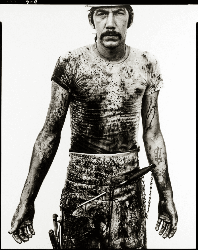 Richard Avedon, ‘Blue Cloud Wright, Slaughterhouse Worker, Omaha, Nebraska’, 1979, Print, Gelatin silver print, null, Dated