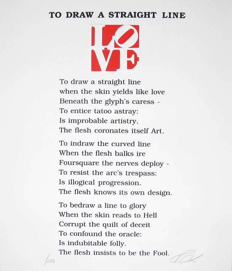 Robert Indiana, ‘The Book of Love Poem (To Draw a Straight Line)’, 1996, Print, Screenprint with Letterpress, null, Numbered