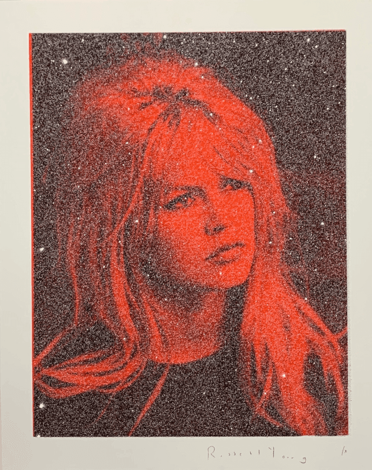 Russell Young, ‘Bardot "Red and Black" Diamond Dust’, 2019, Print, Hand pulled acrylic, Enamel Screen Print with Diamond Dust on Linen, null, Numbered, Dated