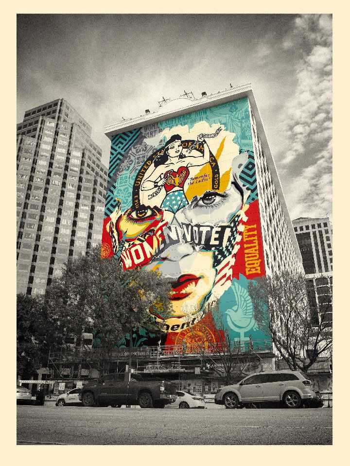 Sandra Chevrier, ‘The Beauty Of Liberty And Equality (Austin Mural)’, 17-07-2020, Print, Screenprint on cream speckle tone Art paper, Station 16 Gallery, Numbered