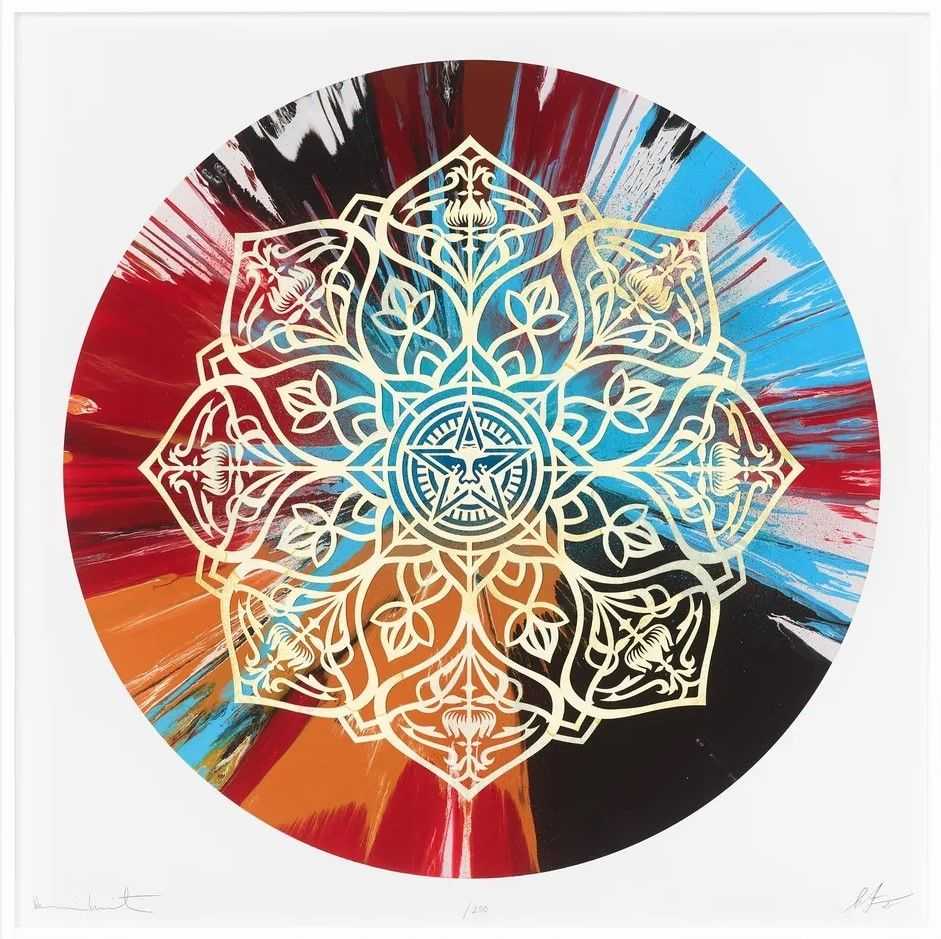 Shepard Fairey (Obey), ‘Beautiful Controlling Ornate Mandala 3 Spin Painting’, 2025, Print, Giclée print on paper, Heni Editions, Numbered