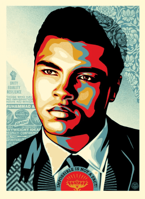 Shepard Fairey (Obey), ‘Muhammad Ali – Heavyweight Ideals Large Format’, 2023, Print, Serigraph on Coventry Rag, 100% Cotton Custom Archival Paper with hand-deckled edges, Verisart, Numbered