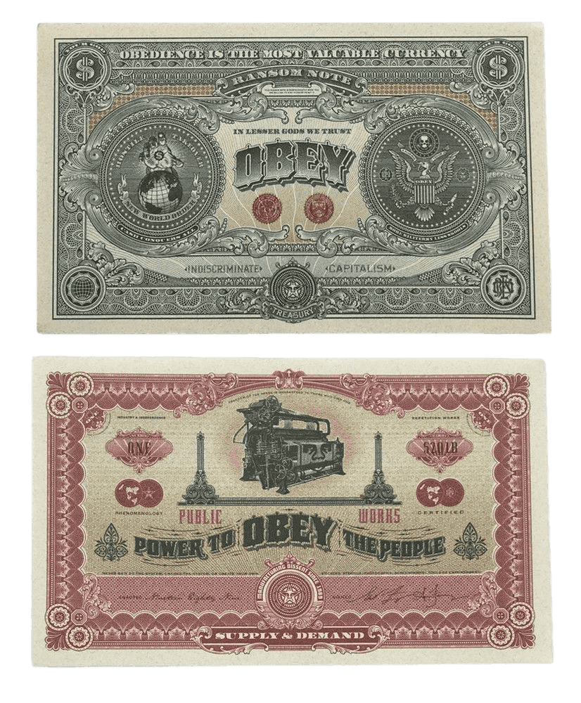 Shepard Fairey (Obey), ‘Two Sides Of Capitalism Bank Note (Set of 2)’, 2007, Collectible, Printed bank note, Self Released,