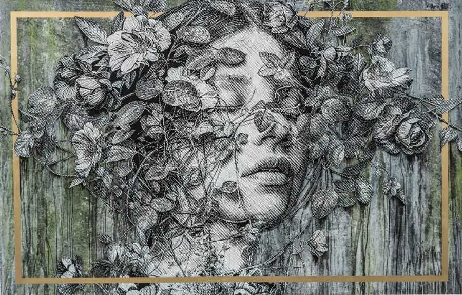 Snik, ‘Veil’, 2025, Print, Archival pigment print on museum-grade Somerset Satin 330gsm by 4-layer hand-pulled silkscreen + 24ct gold leaf, Self-released, Numbered