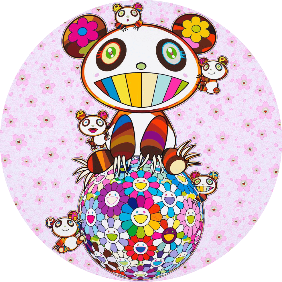 Takashi Murakami, ‘Panda with Panda Cubs on Flower Ball (Cherry Blossoms)’, 23-11-2020, Print, Archival Pigment Print with cold stamp, Kaikai Kiki Co., Ltd., Numbered, Dated