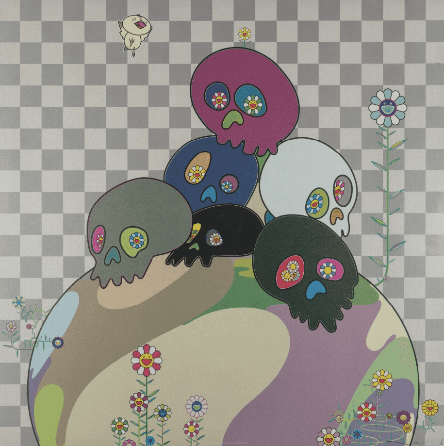 Takashi Murakami, ‘Skulls Rock’, 2005, Print, 4c offset print + special silver + UV white
, null, Numbered