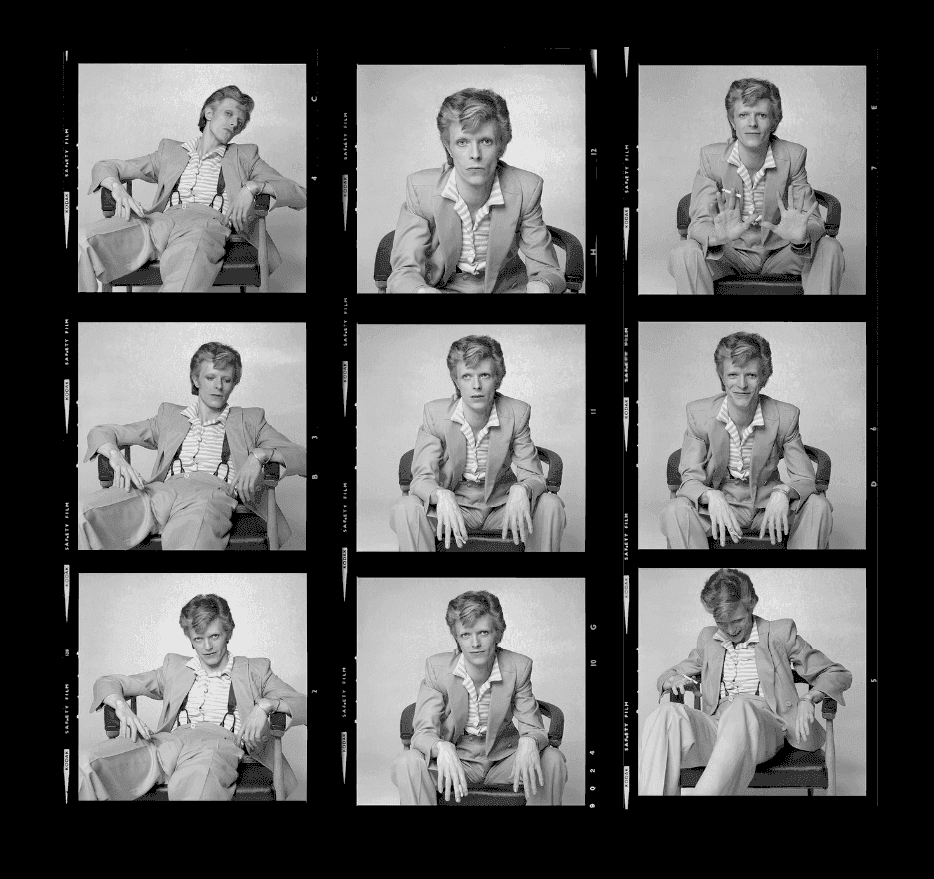 Terry O'Neill, ‘David Bowie Contact Sheet III’, 1974, Photography, Posthumous estate-stamped gelatin silver print, embossed, null,