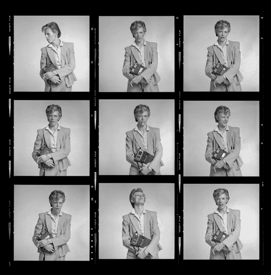 Terry O'Neill, ‘David Bowie Contact Sheet II’, 1974, Photography, Posthumous estate-stamped gelatin silver print, embossed, null,