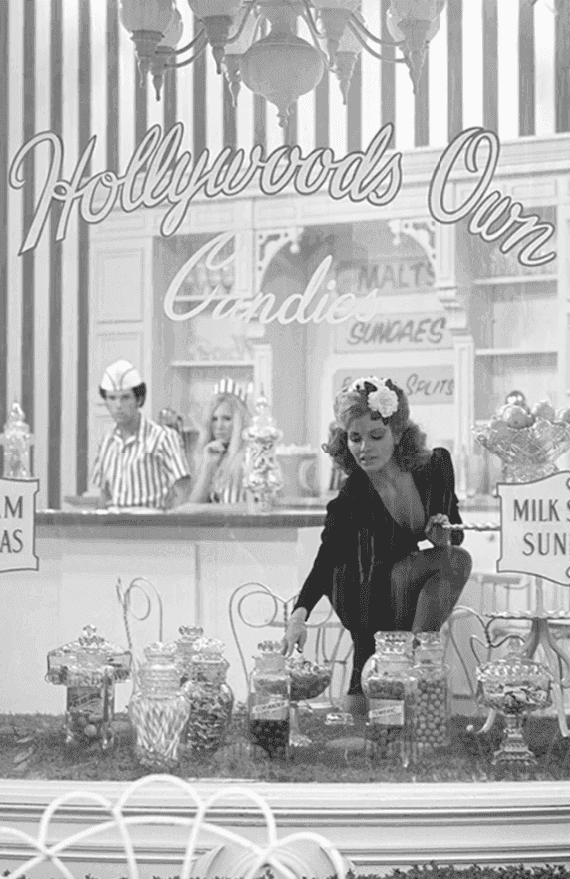 Terry O'Neill, ‘Raquel Welch Candy Shop’, 1970, Photography, Gelatin silver print, null,