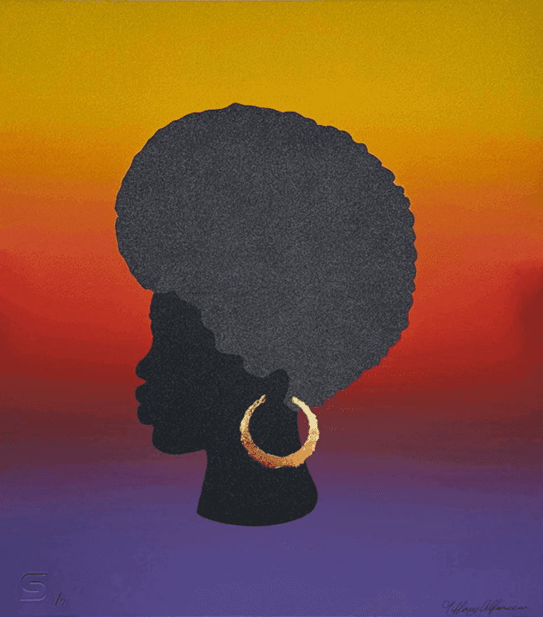 Tiffany Alfonseca, ‘Mirame (Una Belleza Tropical) Variant Edition’, 2024, Print, 4 colors hand-pulled serigraph with gold foil application on mirri black diamond 290gsm with straight cut edges, null, Numbered