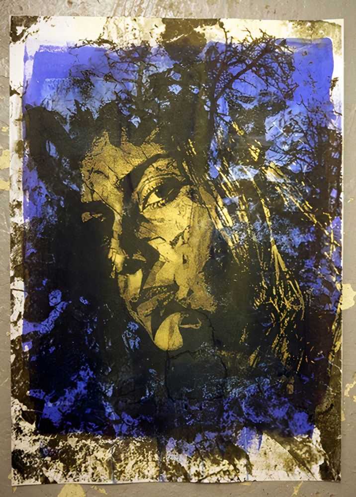 Vhils, ‘Untitled 2’, 2009, Print, 1 colour hand pulled screenprint using bleach on hand painted inks, Lazinc, Numbered, Handfinished