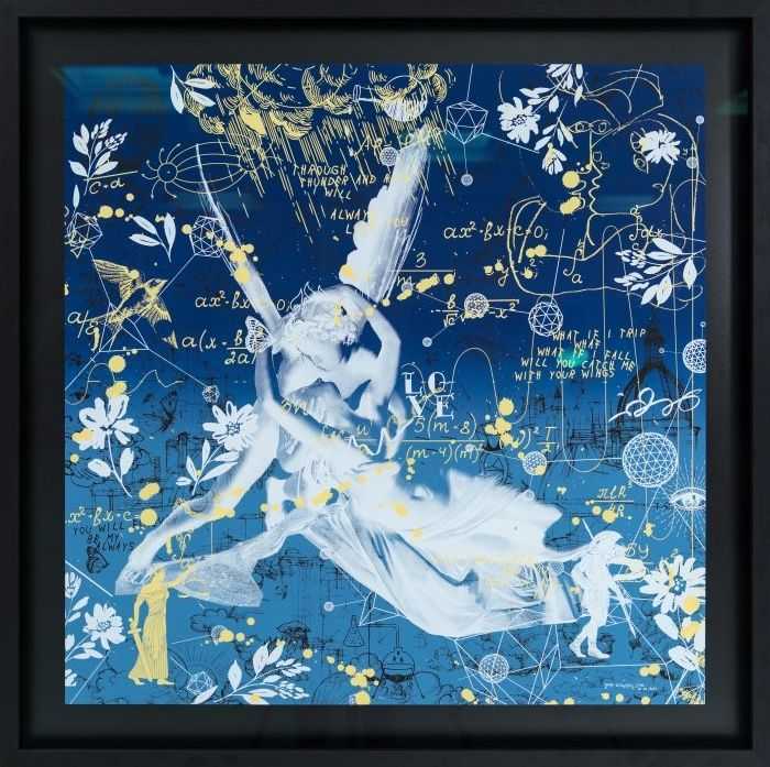 Joseph Klibansky, ‘Cupid's Kiss - Starry Night’, 2022, Print, Acrylic paint archival cotton paper museum glass screen print ink wood and aluminum frame, Self Released, Numbered, Framed