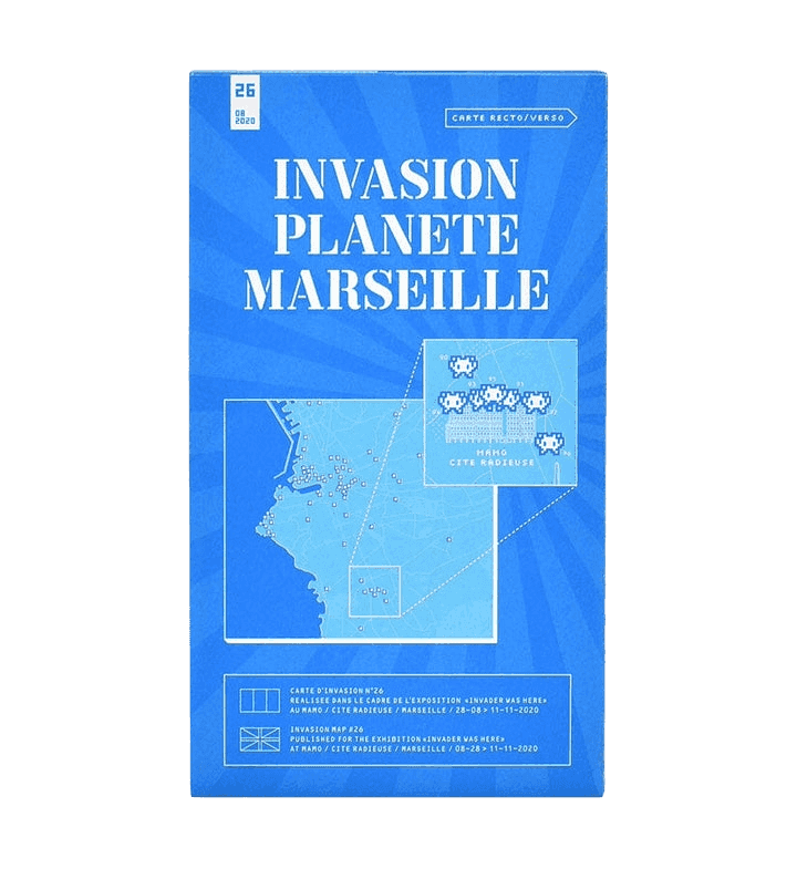 Invader, ‘Invasion Map of Marseille’, 2020, Book, Offset lithograph, 4 colors processed on both sides., null,
