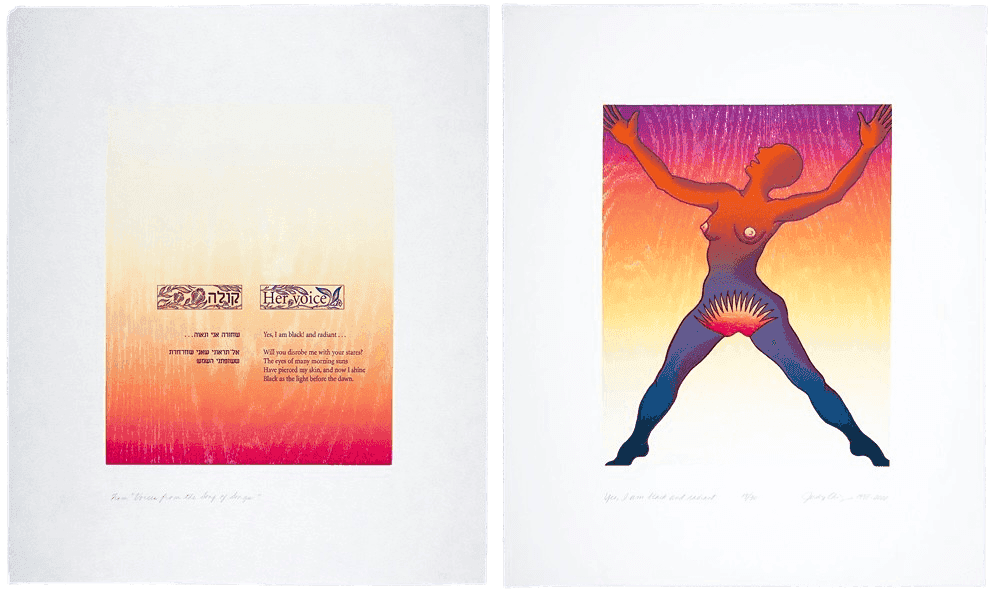 Judy Chicago, ‘Yes, I am Black and Radiant’, 1998, Print, Lithograph, multi-color woodcut, helivorelief woodcut with hand-painting, Graphicstudio/USF,
