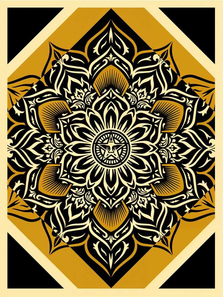 Shepard Fairey (Obey), ‘Lotus Diamond (Gold) ’, 2011, Print, Screenprint printed in colours on heavy art stock paper, Self-released, Numbered