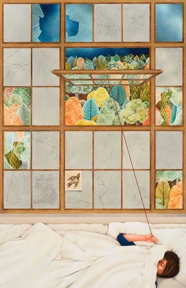 Arghavan Khosravi, ‘Dreams’, 2022, Print, Hahnemühle Photo Rag Ultrasmooth paper, glazed alder wood with wax finishing, aluminium, red thread, Konig Gallery, Numbered