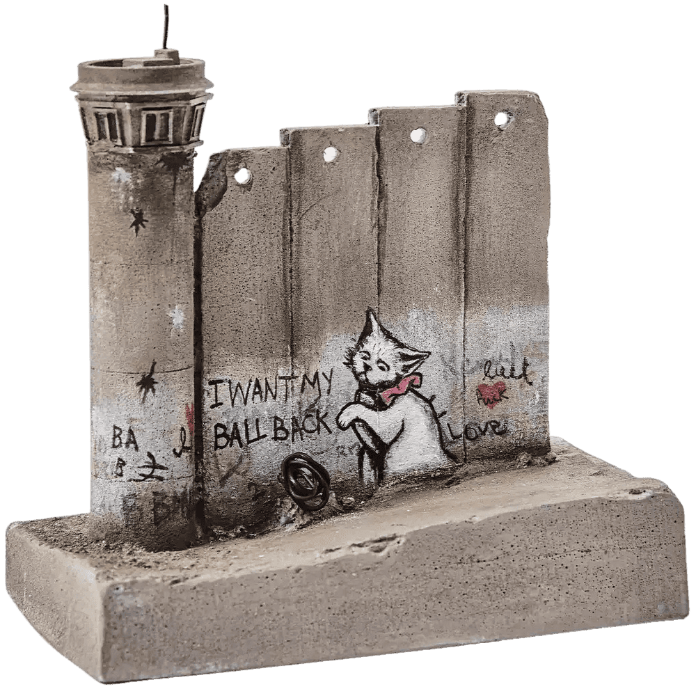 Banksy, ‘Defeated Souvenir Wall Four Part Watchtower (I Want My Ball Back Cat)’, 2019, Sculpture, Hand-painted resin sculpture, Walled Off Hotel, Handfinished