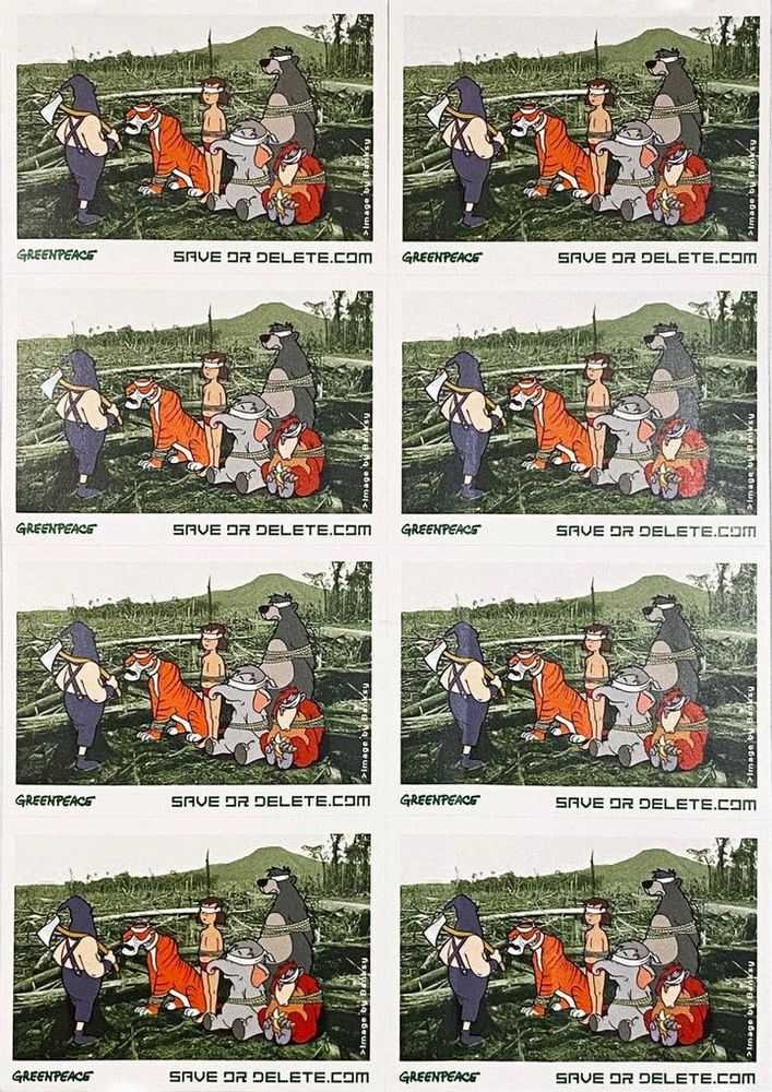 Banksy, ‘Save or Delete Greenpeace Decal (Full Sheet of 8)’, 2002, Print, Screen print on adhesive paper, null,