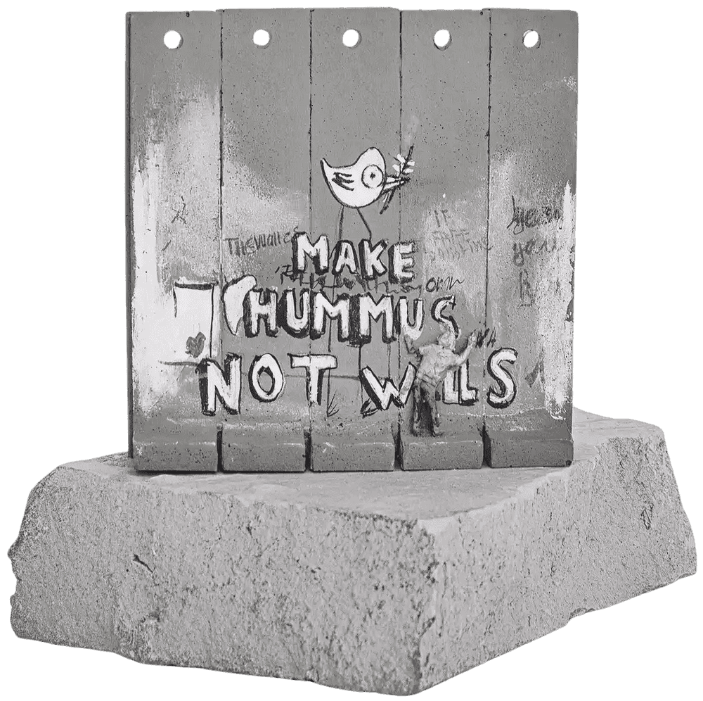 Banksy, ‘Souvenir Wall Five Part Large (Make Hummus Not Walls)’, 2019, Sculpture, Hand-painted resin sculpture with West Bank Separation Wall base, Walled Off Hotel, Handfinished