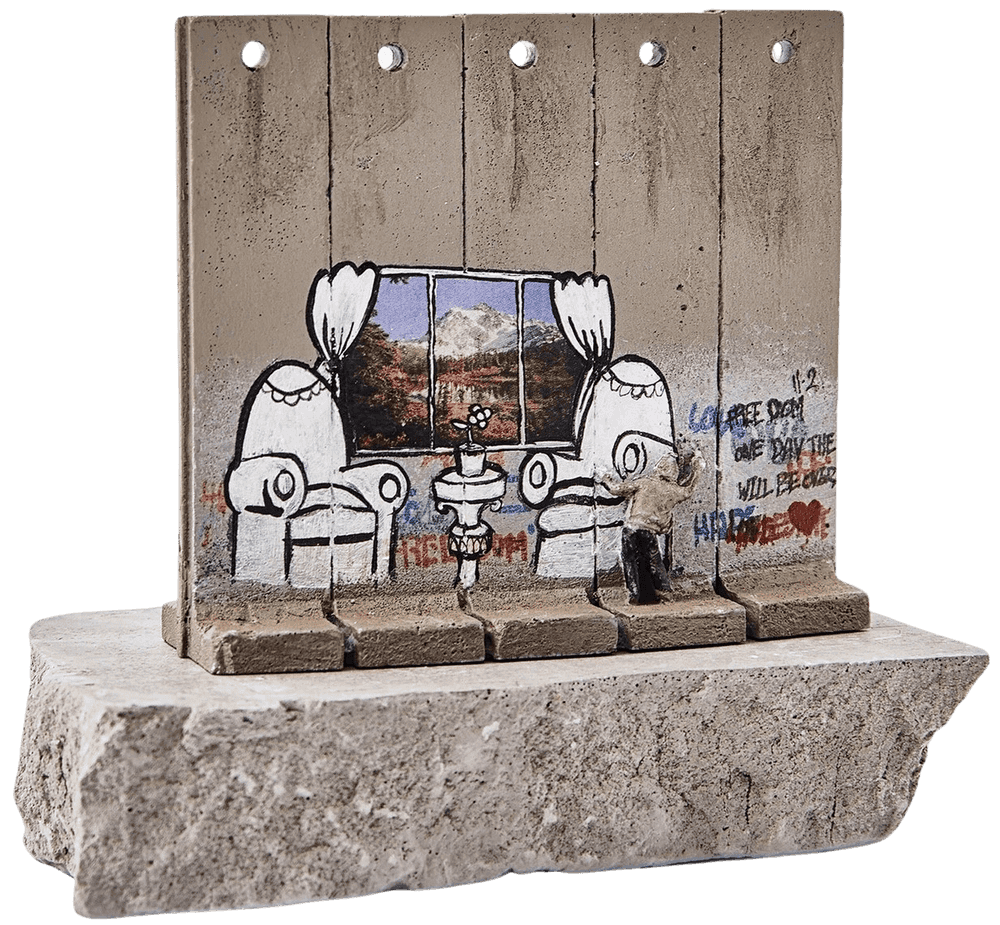 Banksy, ‘Souvenir Wall Five Part Large (Mountain View with Chairs)’, 2019, Sculpture, Hand-painted resin sculpture with West Bank Separation Wall base, Walled Off Hotel, Handfinished