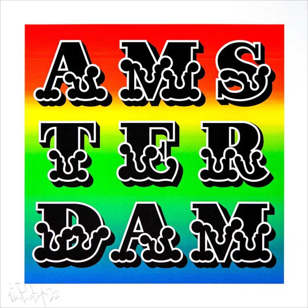 Ben Eine, ‘Amsterdam (2022 - Rainbow)’, 01-04-2022, Print, Hand-pulled screenprint on Somerset Satin White 300 gsm paper, Vroom & Varossieau, Dated