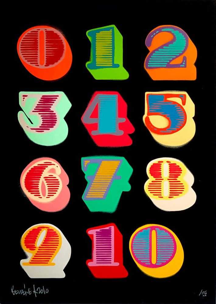 Ben Eine, ‘Shutterfont Numbers (Black)’, 20-05-2010, Print, 37 colour screenprint somerset satin, Nelly Duff, Numbered