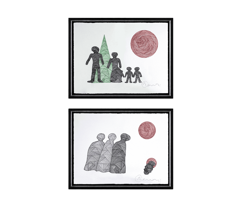 Billy Connolly, ‘Born On A Rainy Day - Christmas Portfolio 2021 (Framed set of two)’, 2021, Print, Fine Art Print, Castle Fine Art, Framed