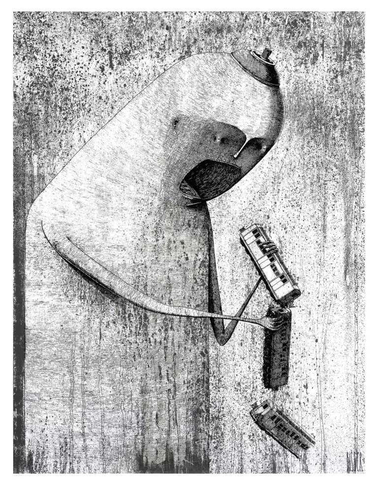 Bisser, ‘Hunger (Line Art Variant)’, 21-05-2015, Print, Screenprint, UTB NYC, Numbered