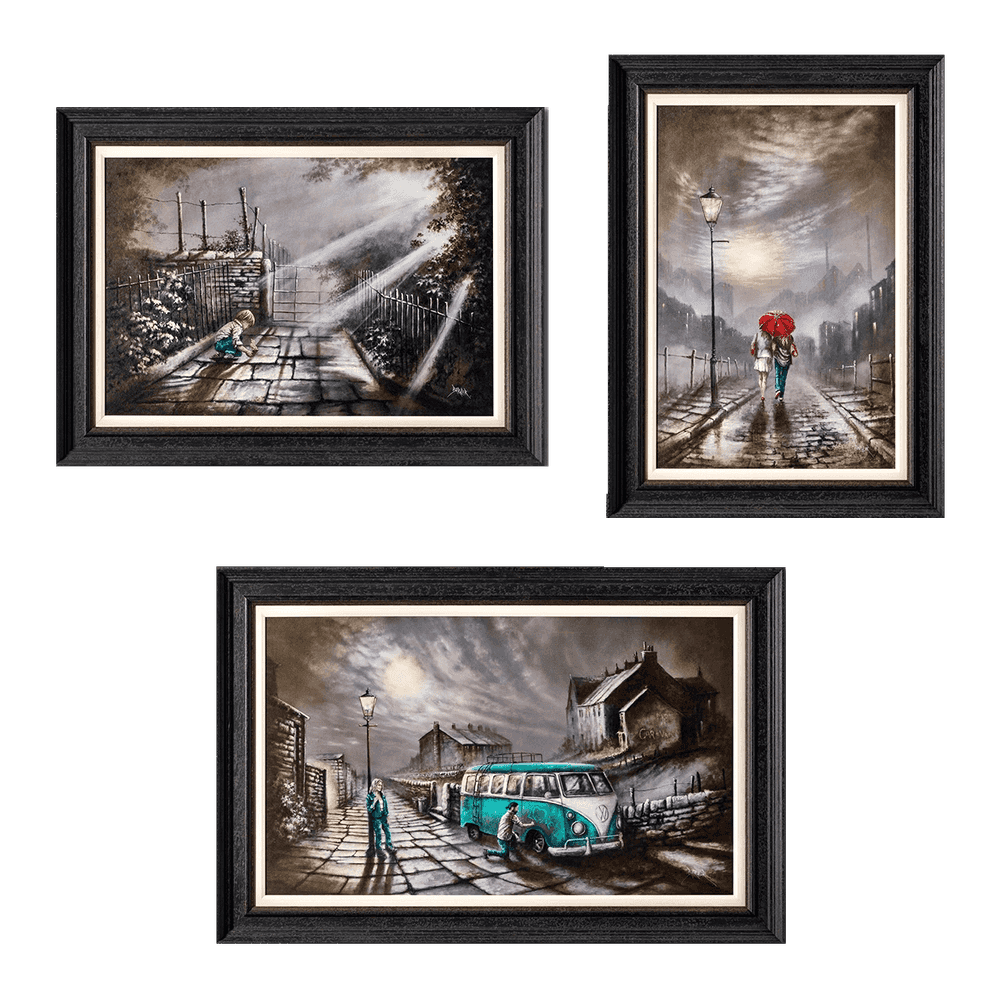 Bob Barker, ‘From Yesterday to Here (Set of 3, Spring 2023)’, 2023, Print, A set of three hand-varnished giclée canvas on board, Castle Fine Art, Framed