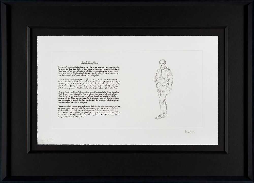 Bob Dylan, ‘Mondo Scripto (2018) - Like A Rolling Stone (Framed)’, 2018, Print, Fine Art Print, Castle Fine Art, Numbered, Framed