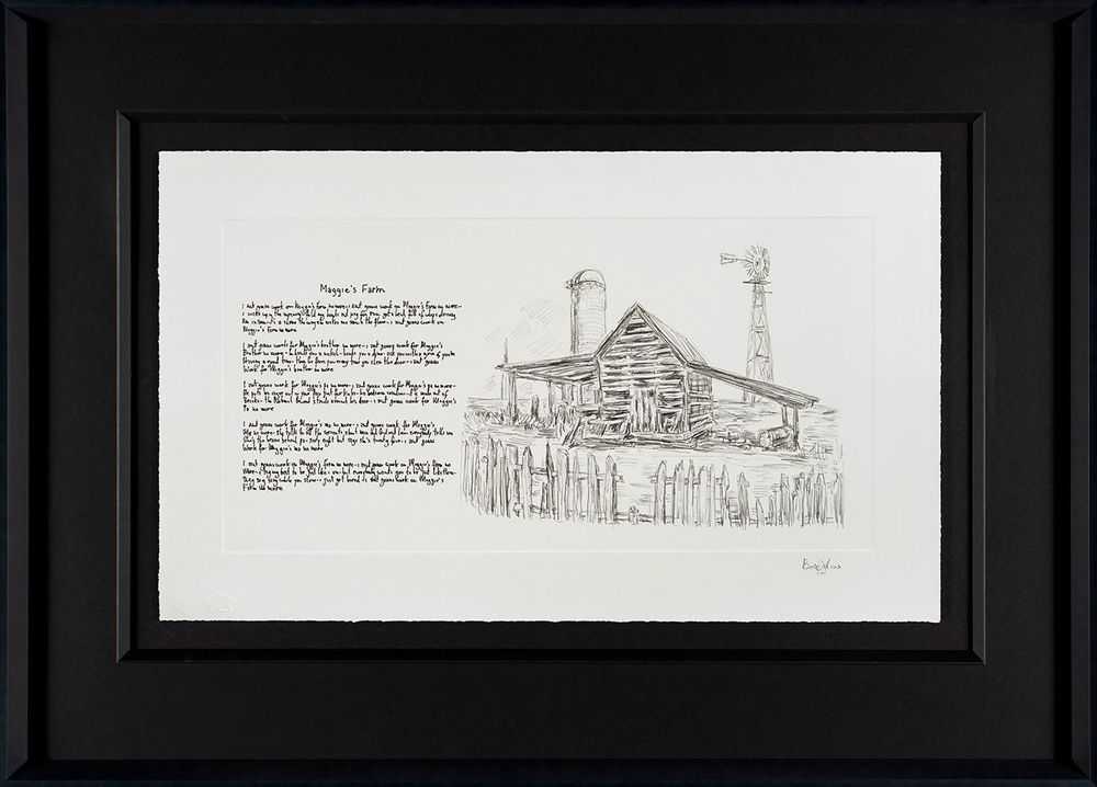 Bob Dylan, ‘Mondo Scripto (2018) - Maggie's Farm (Framed)’, 2018, Print, Fine Art Print, Castle Fine Art, Numbered, Framed