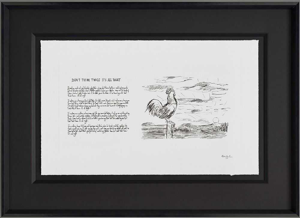 Bob Dylan, ‘Mondo Scripto (2020) - Don't Think Twice, It's All Right (Framed)’, 2020, Print, Fine Art Print, Castle Fine Art, Numbered, Framed