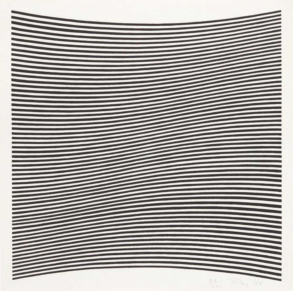 Bridget Riley, ‘Untitled (La Lune en Rodage - Carlo Belloli)’, 1965, Print, Screenprint in four colours with white under print on paper, null, Numbered, Dated