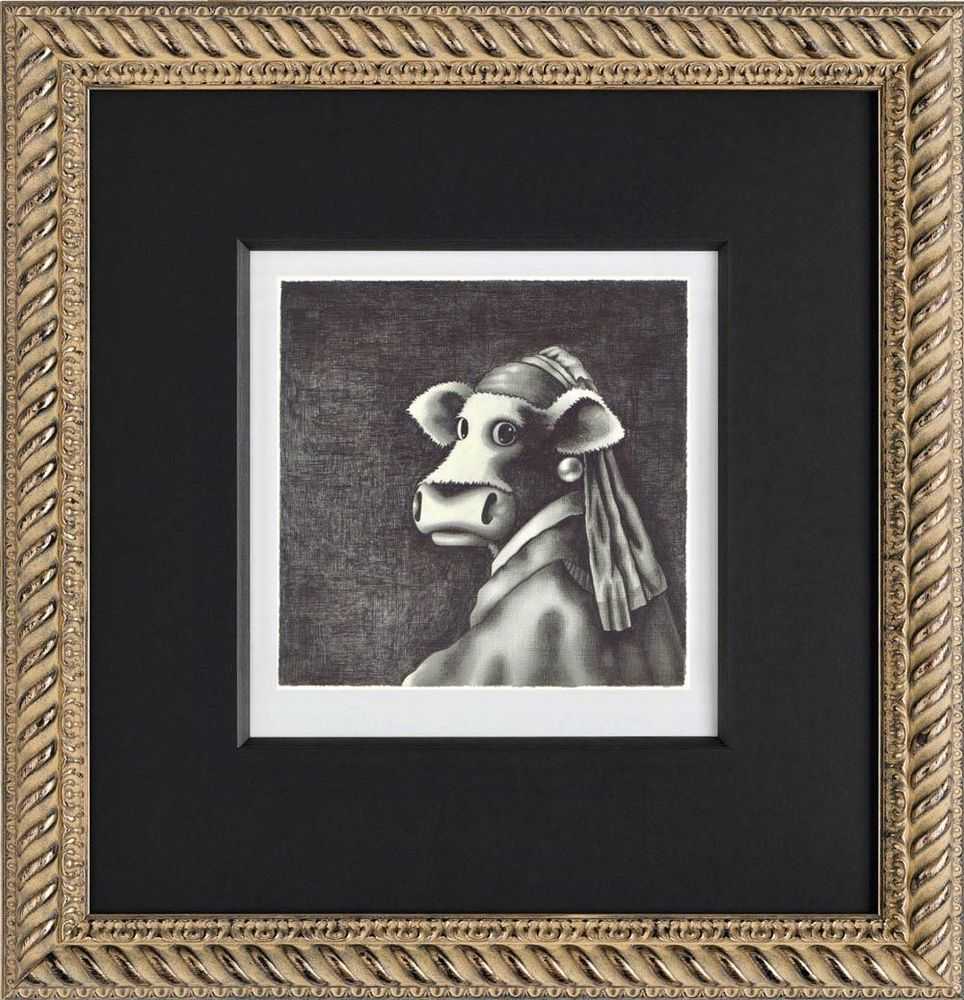 Caroline Shotton, ‘Study Of The Cow With The Pearl Earring’, 2012, Print, Giclee on paper, Castle Fine Art, Numbered, Framed