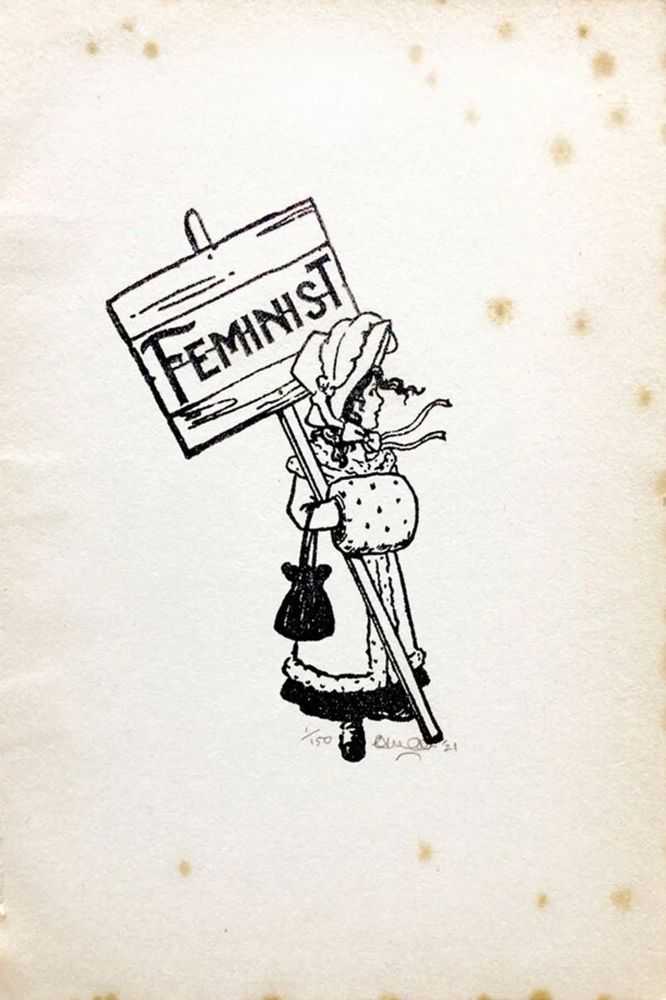 Ceal Warnants, ‘The LIttle Feminist’, 2021, Print, Photopolymer relief print on vintage book paper, null, Numbered