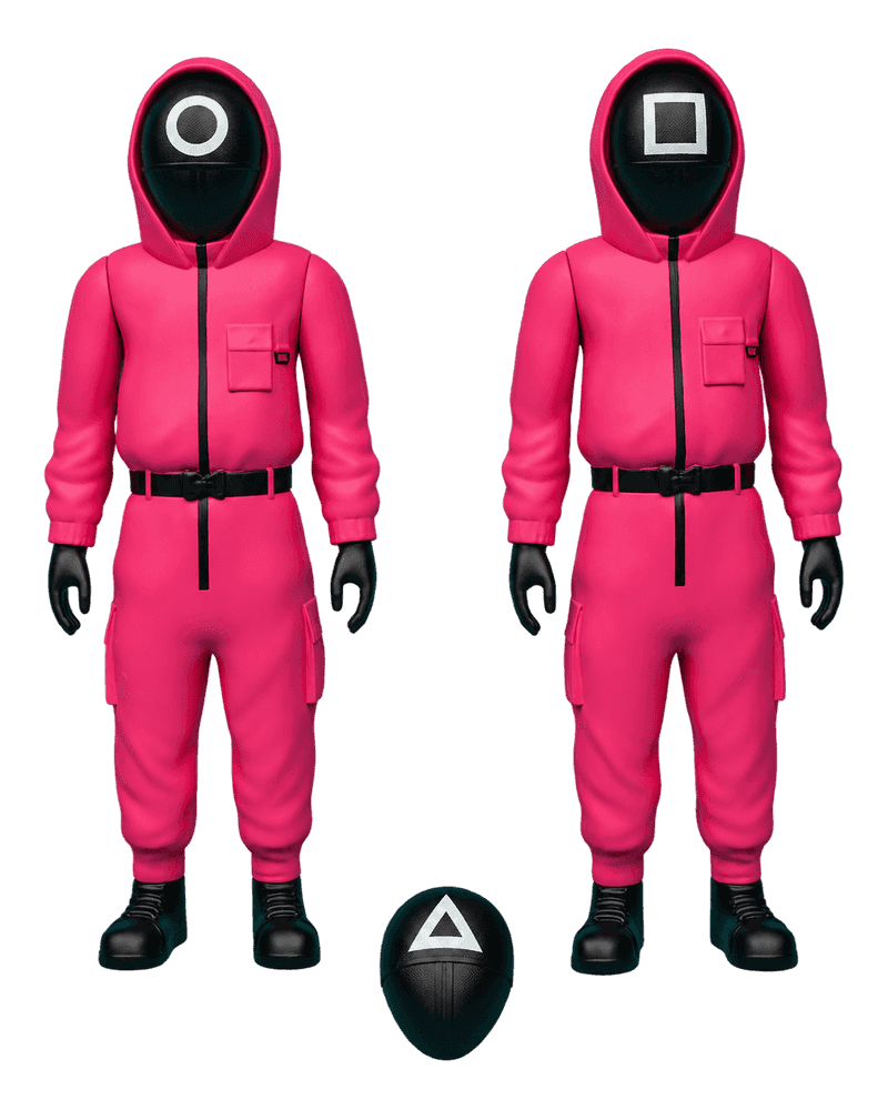 Squid Game x Fwen Club, ‘Squid Game - Masked Guards (Limited Edition)’, 2021, Collectible, Set of two painted vinyl figures with three removable masks, null,