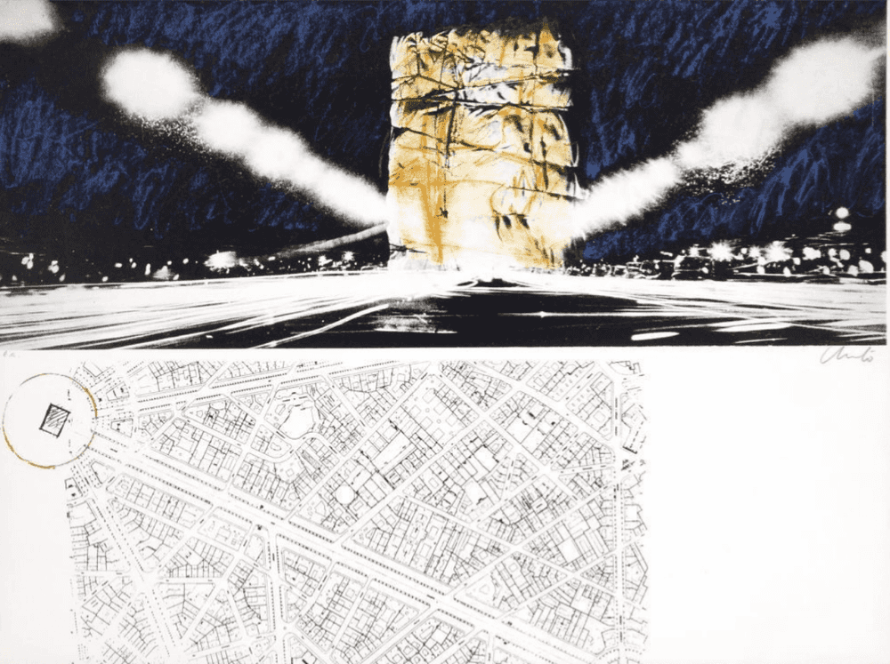 Christo and Jeanne-Claude, ‘The Wrapping of l’Arc de Triumph’, 1972, Print, Original lithograph on Rives paper, Editions Jacques Putman for Prisunic, Numbered