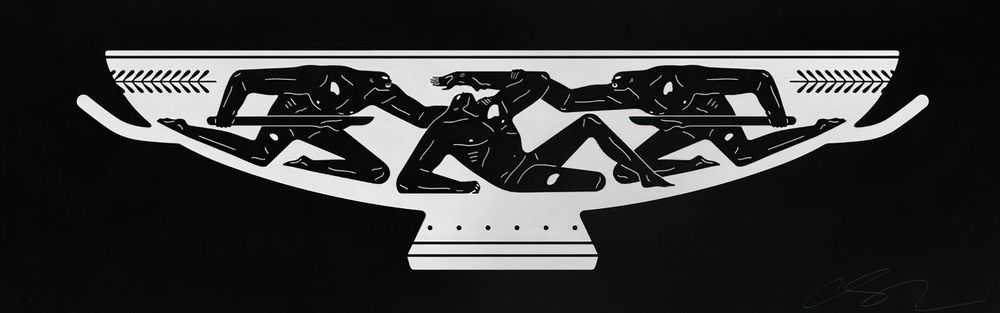 Cleon Peterson, ‘End Of Empire, Kylix (Black)’, 16-12-2018, Print, Hand pulled screenprint printed on 290gsm Coventry Rag paper with deckled edges, Self-released, Numbered