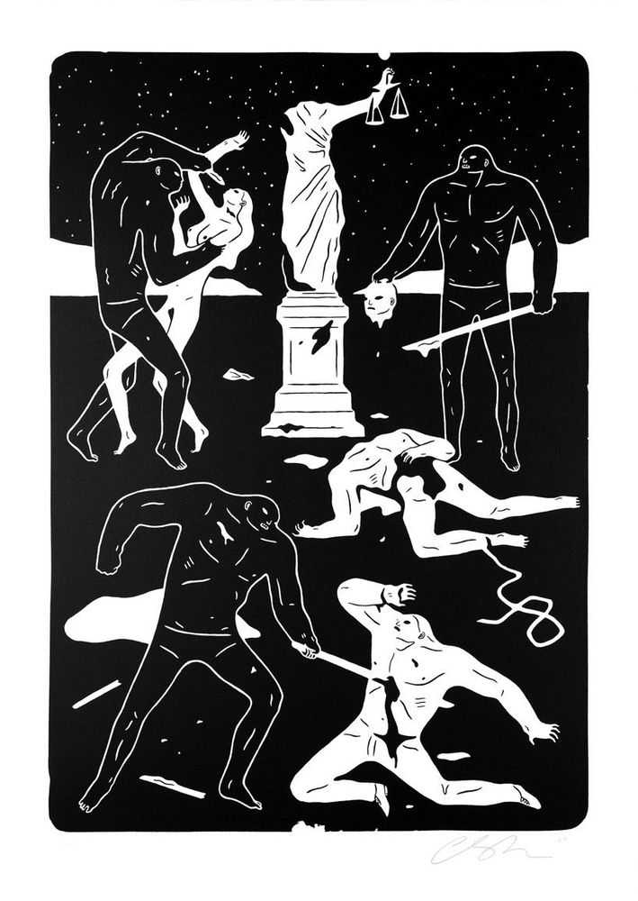 Cleon Peterson, ‘Justice’, 09-12-2015, Print, White paper BFK Rives 270gsm with 2 colours lithograph printed on Marinoni machine, 99 Prints, Numbered