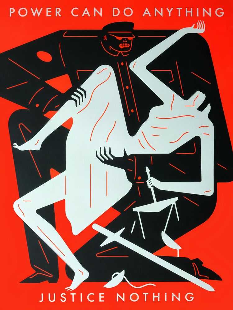 Cleon Peterson, ‘Power Can Do Anything / Justice Nothing (Red)’, 13-05-2020, Print, Screenprint on 290gsm Arches Rag paper with deckled edges, Self-released, Numbered