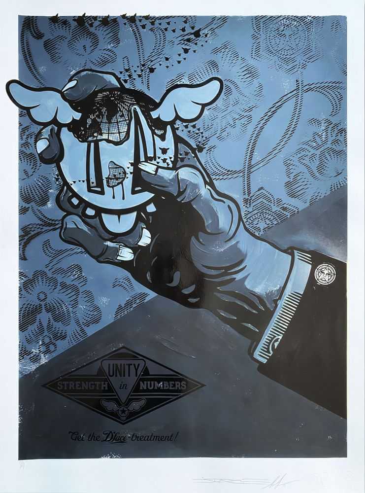 D*Face, ‘The D*Face Treatment (HPM Black)’, 09-09-2021, Print, Hand finsihed 4 colour screenprint on 350gsm paper, Stolen Space, Numbered, Handfinished