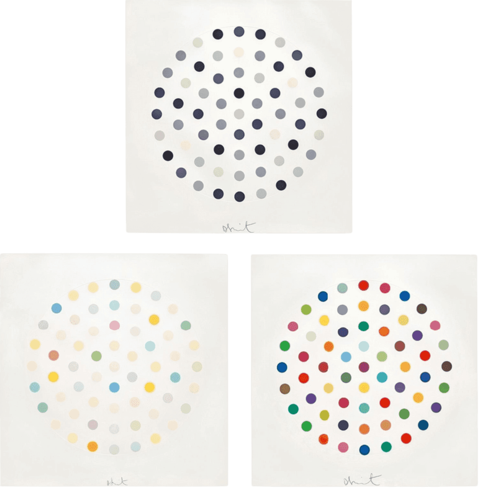 Damien Hirst, ‘Cinchonidine; Ciclopirox Olamine; Cineole’, 24-02-2004, Print, Three etching and aquatints in colours, on Hahnemühle paper, with full margins, Paragon Press, Numbered