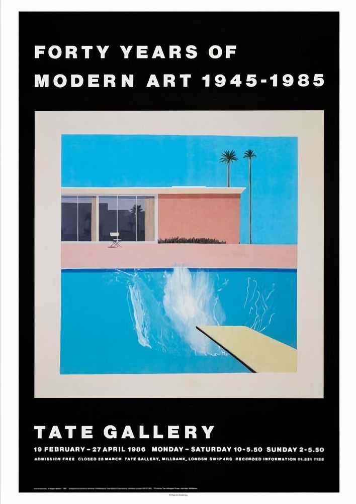 David Hockney, ‘Forty Years of Modern Art 1986 (Vintage Exhibition Poster)’, 1986, Print, 290 gsm FineArt inkjet hemp paper: 60% hemp fibre, 40% cotton, null,